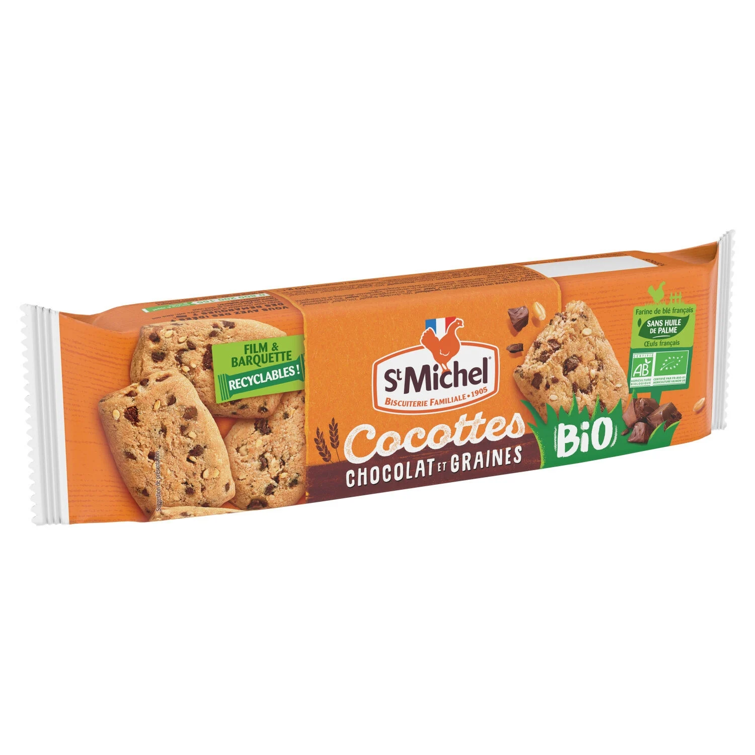 St Michel Cocottes biscuits bio au chocolat et aux graines