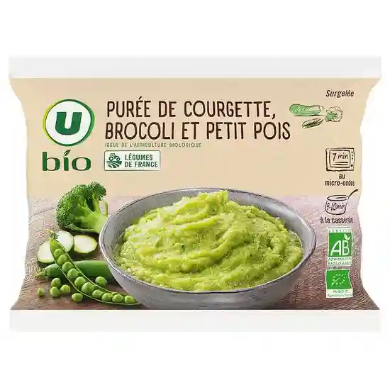 Purée de courgette, brocoli et petit pois bio U