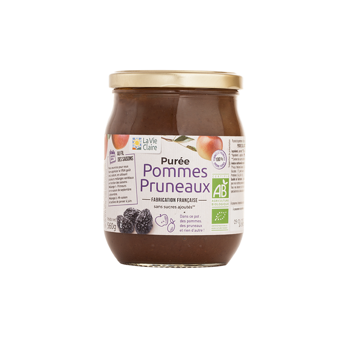 Purée de pommes pruneau sans sucres ajoutés 560g - La Vie Claire