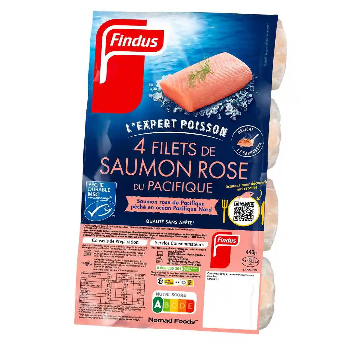 Findus filets de saumon rose sauvage du Pacifique, 4x110g