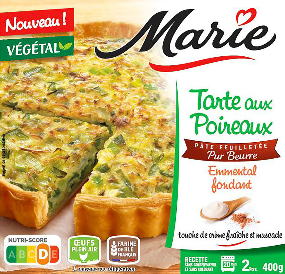 Tarte aux poireaux emmental et crème fraîche Marie 