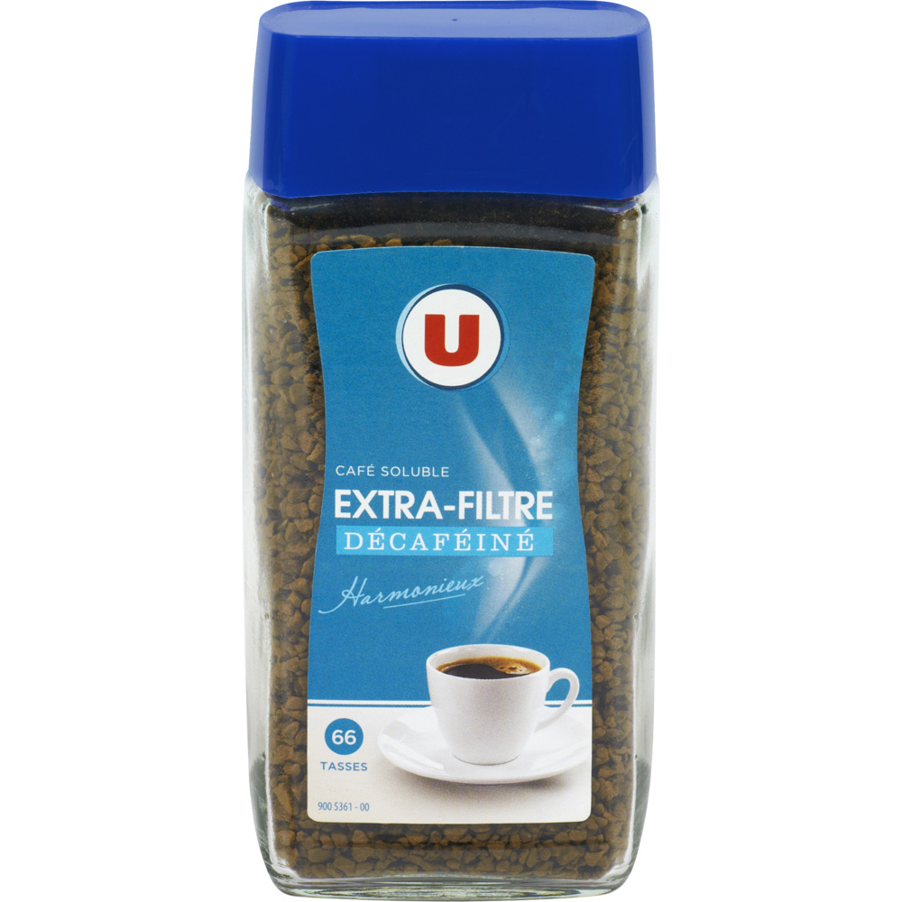 Café soluble extra filtre décaféiné U