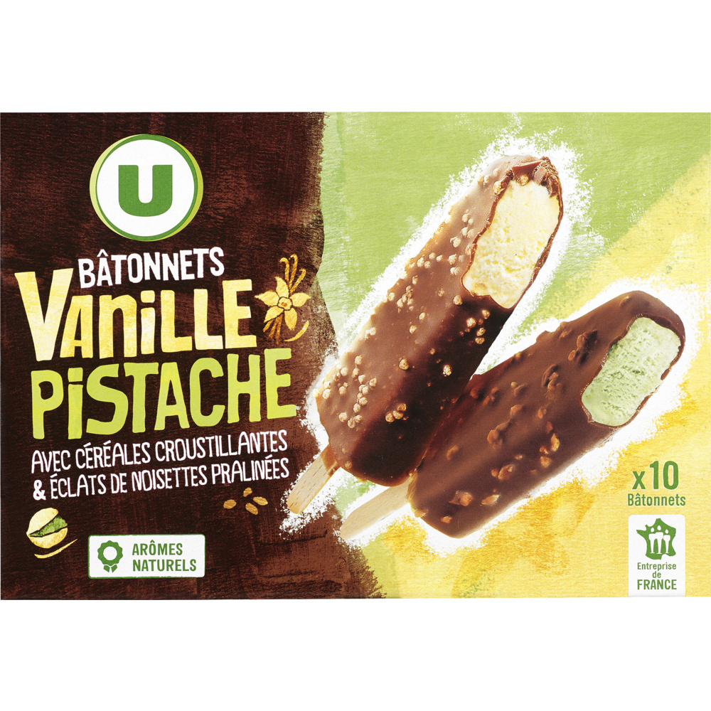 Bâtonnets glacés vanille Pistache U