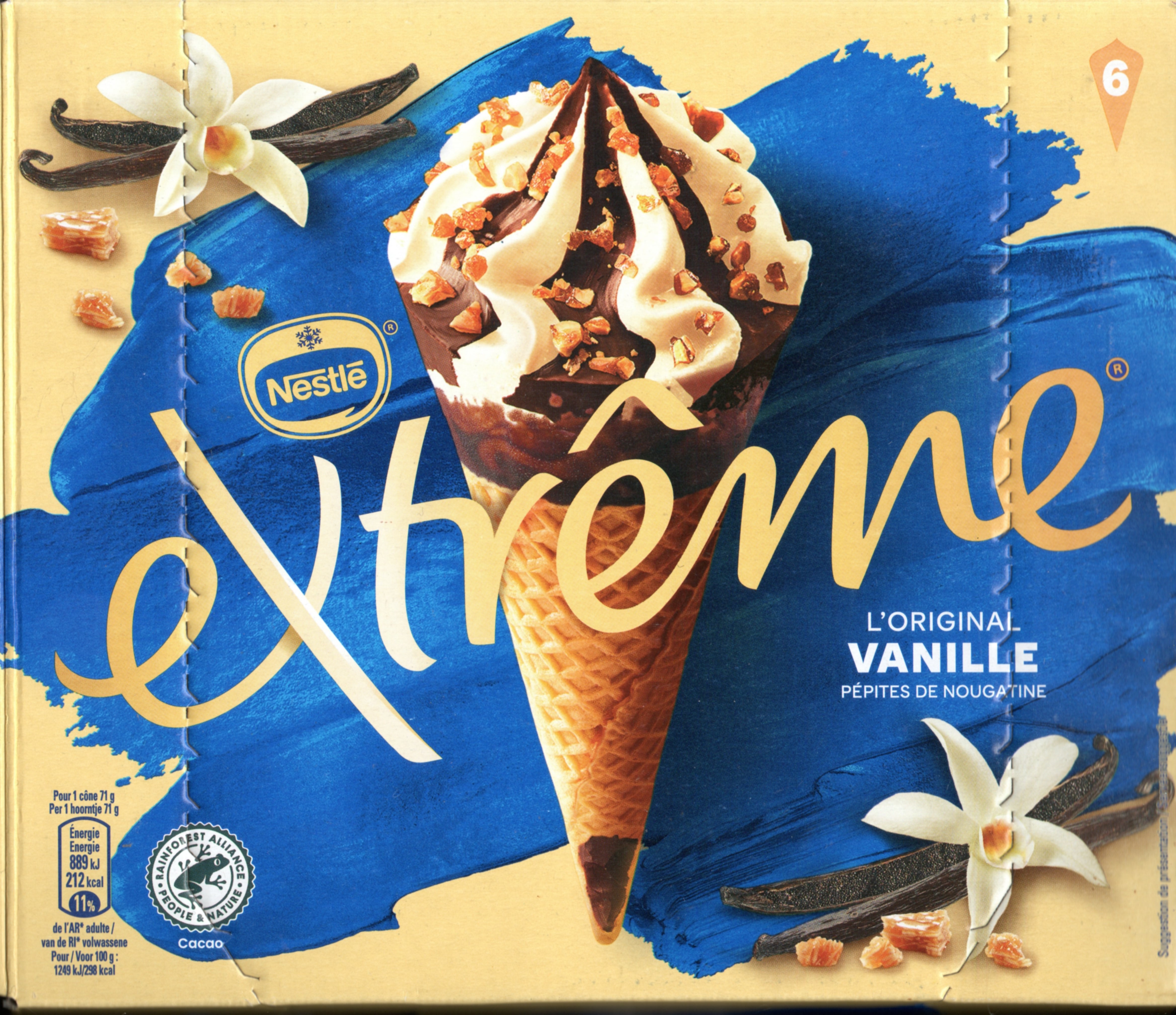 Cones glacés vanille pépites de nougatine Nestlé