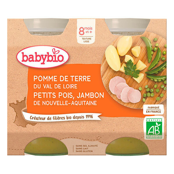 Babybio Pot Pdt Petits Pois Jambon - Des 8 Mois