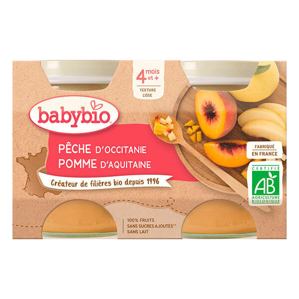 Babybio Pot Peche Pomme - Des 4 Mois