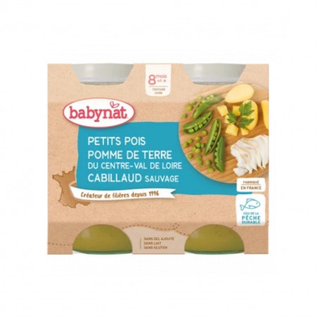 Babybio Pot Petits Pois Pommes De Terre Cabillaud - Des 8 Mois