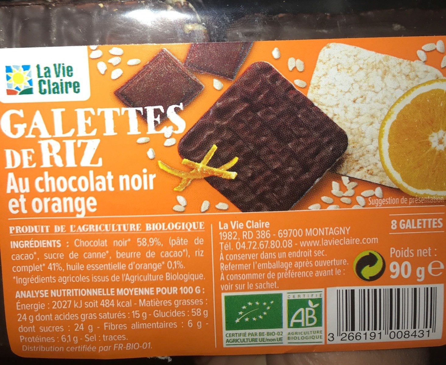 GALETTE RIZ CHOC NOIR ORANGE