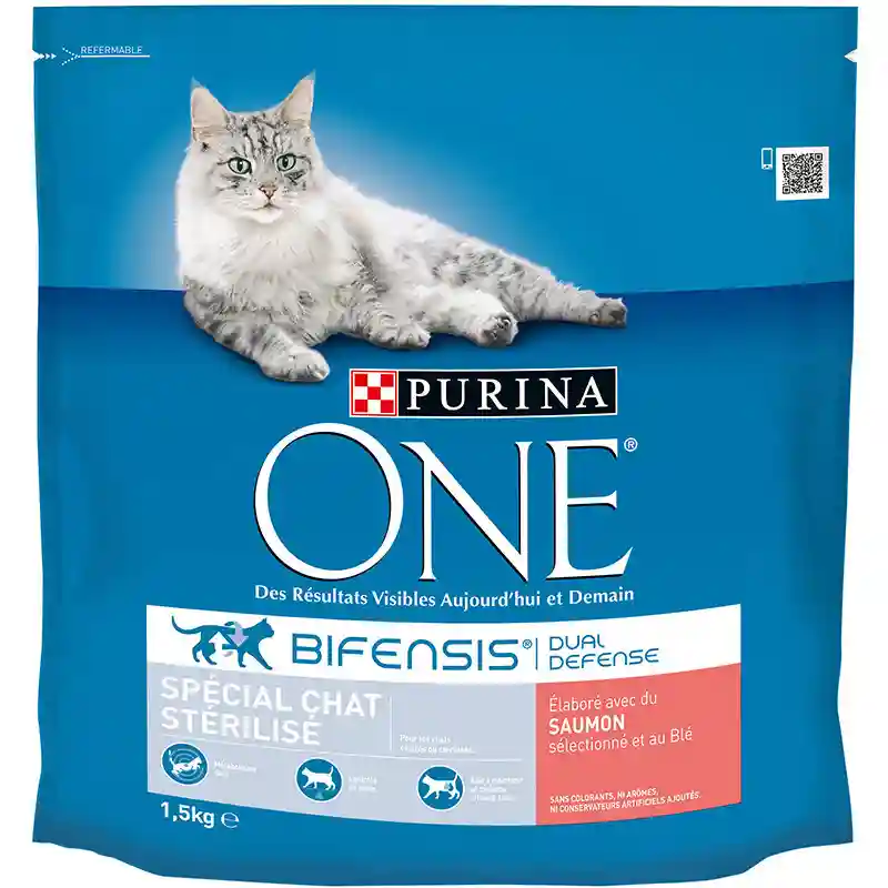 Purina One croquettes au saumon pour chats stérélisés 